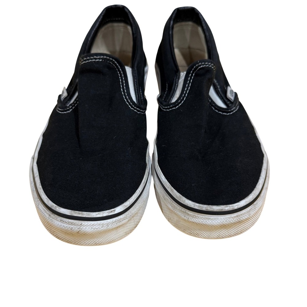 Vans Classic Slip-On Black Canvas‎ Sneakers Mens 5.5 Womens 7.0 VN000EYEBLK